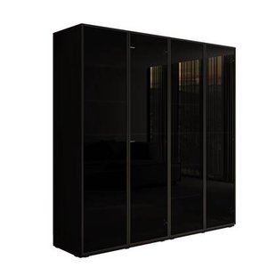 Meubella - Kledingkast Shelton - Zwart 1 - 202 cm - Met glas