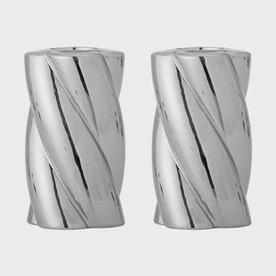 Bloomingville Silvia kandelaar 2-pack Ø7 cm Zilverkleurig