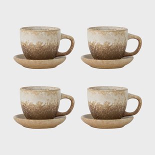 Bloomingville Brenta kopje met schotel 4-pack Natuur