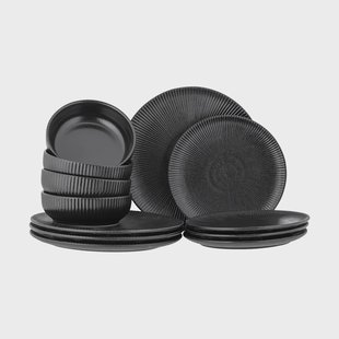 Bloomingville Neri serviesset 12 delen Zwart