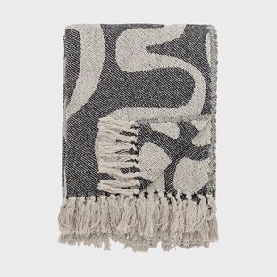 Bloomingville Salobre plaid katoen 160x130 cm Zwart