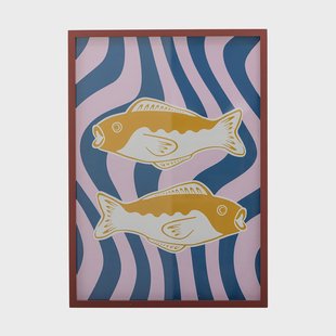 Bloomingville Remy illustratie met lijst 50x70 cm Roos