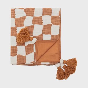 Bloomingville Chola plaid katoen 150x130 cm Bruin