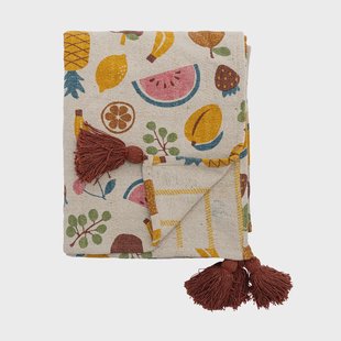 Bloomingville Fruitta katoenen deken 160x130 cm Geel