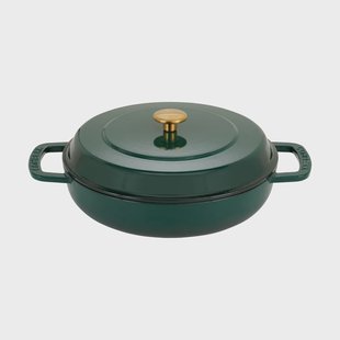 Combekk Combekk geëmailleerde sauteerpan gietijzer Ø28 cm Holly Green-gold knob