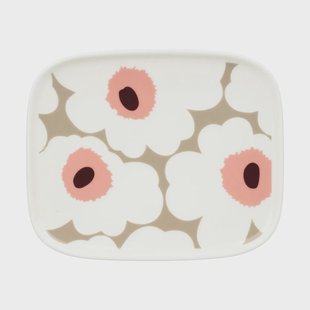 Marimekko Unikko bord 12x15 cm White-clay-powder-dark wine