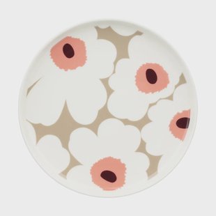 Marimekko Unikko bord Ø20 cm White-clay-powder-dark wine