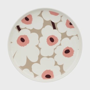 Marimekko Unikko bord Ø25 cm White-clay-powder-dark wine