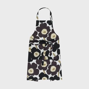 Marimekko Pieni Unikko schort White-dark grey-beige