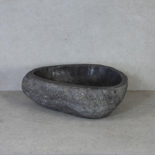 HR Badmeubelen Basalt Rock waskom - 40-45cm - opbouw - 1 stuk - natuursteen basalt 12108015