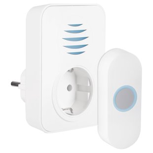 Exin Draadloze Deurbel - Led - Doorvoerstekker - Waterdicht - Wit