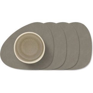 LIND DNA Onderzetters Nupo - Leer - Flint Grey - 13 x 11 cm - 4 Stuks