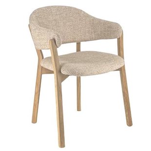 DÉJA Living - Eetkamerstoel Taupe|Naturel Stof - Uppsala - Set van 2