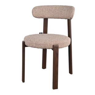 DÉJA Living - Eetkamerstoel Taupe|Walnoot Stof - Lagan - Set van 2