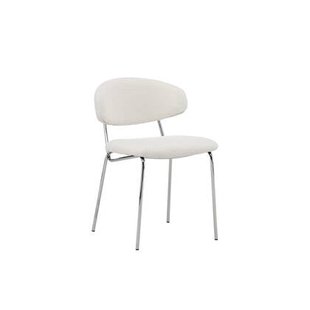 Fjôrd - Eetkamerstoel Wit|Chrome Stof - Chico - Set van 2