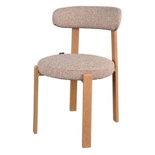 DÉJA Living - Eetkamerstoel Taupe|Naturel Stof - Lagan - Set van 2