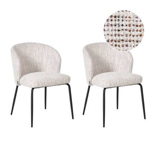 Beliani - ZANA - Eetkamerstoel set van 2 - Wit|Meerkleurig - Polyester