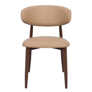 Giga Meubel - Eetkamerstoel Alexia Beige|Walnoot PU - Set van 2