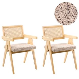 Beliani-AVA-Eetkamerstoelen set van 2-Lichtbruin|Taupe-Rubberhout
