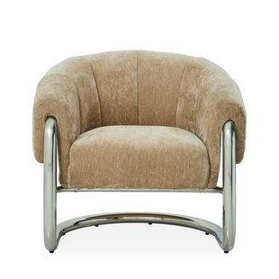 DÉJA Living - Eetkamerstoel Beige|Chrome Stof - Leka - Set van 2