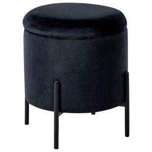 Beliani - WENONA - Opbergpoef - Zwart - Fluweel