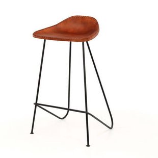 Giga Meubel - Barstoel Bruin Leer - Vintage - Set van 4