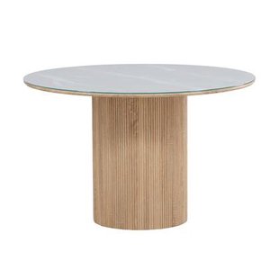Nest living Maurits Eettafel Met Glazen Tafelblad Bruin - Ø120 cm