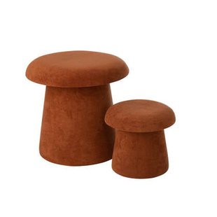 J-Line kruk Paddenstoel - hout - terracotta - small - set va