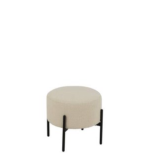 J-Line kruk Bouclé - hout - wit|zwart