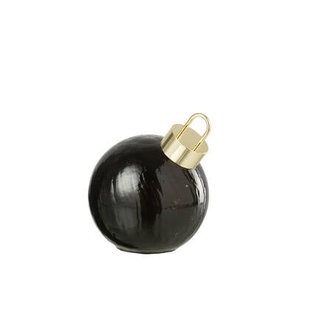 J-Line kerstbal - glas - zwart - small - LED lichtjes