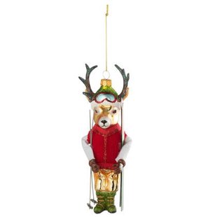 J-Line hanger Rendier met Ski&apos;s - glas - bruin|rood