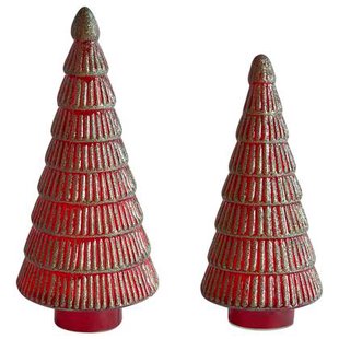 Beliani - PURUVESI - Set van 2 kerstdecoraties - Groen|Rood - Glas