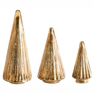 Beliani - OYEREN - Set van 3 kerstdecoraties - Goud - Glas