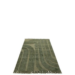 J-Line vloerkleed Afgeronde Lijnen - wol - kakigroen