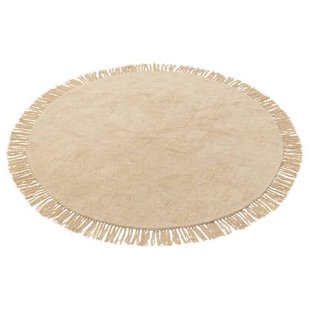 J-Line tapijt Rond + Franjes - katoen - beige