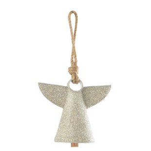 J-Line hanger Bel Engel - ijzer|kralen - wit