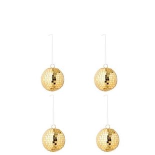 J-Line kerstbal Spiegel - glas - geel - small - doos van 4