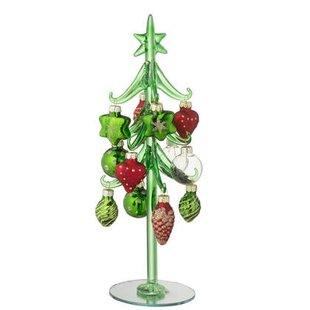 J-Line decoratie Kerstboom + Ballen - glas - donkergroen|ker