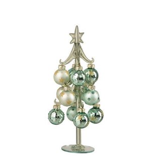 J-Line decoratie kerstboom + Ballen - glas - groen|blauw - s