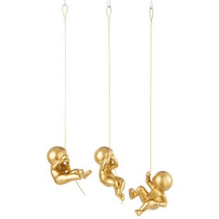 J-Line wanddecoratie Marcel - polyresin - goud - 3 stuks