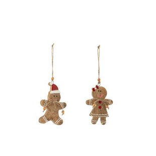 J-Line hanger Gingerbread - hout - mix - 2 stuks