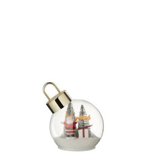 J-Line kerstbal Kerstman - glas - wit|rood - small - LED lic