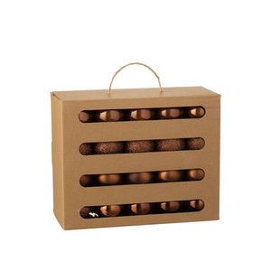 J-Line kerstbal Barok - kunststof - bruin - doos van 40