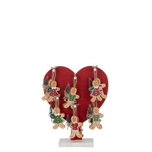 J-Line decoratie Hart + Gingerbread Hangers - multiplex - ro