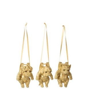 J-Line hanger Hond - kunststof - goud - 3 stuks