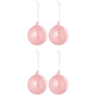 J-Line kerstbal - glas - lichtroze - doos van 4