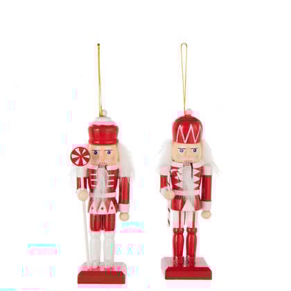 J-Line hanger Notenkraker - hout - rood|wit - 2 stuks