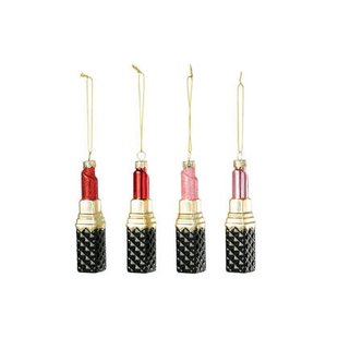J-Line hanger Lippenstift - glas - rood|roze - 4 stuks