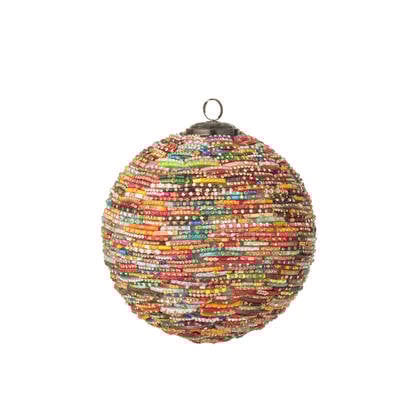 J-Line kerstbal Kralen - glas - rood|goud - large