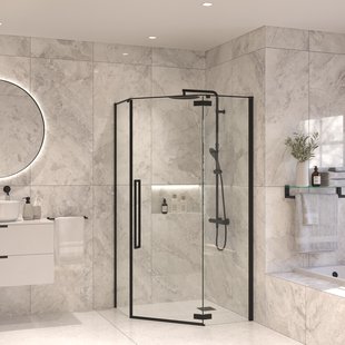 Vijfhoekige Douchecabine Sanivo Vigo 100x100x200 cm Mat Zwart